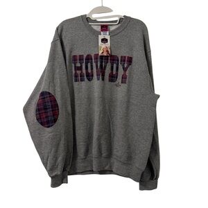 Ali Dee Womens Howdy Graphic Crewneck Sweatshirt Medium Gray‎ Cowgirl Western